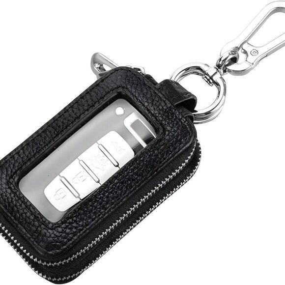 Other - Genuine Leather Remote Keychain Bag with Lanyard and Zipper Closure, Key…